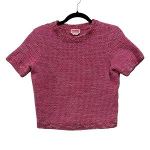 Kate Spade New York Pink Boucle Cropped Feminine Cowuette Girl Crop Top Shirt S‌